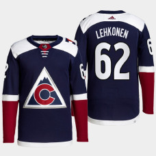 Colorado Avalanche Artturi Lehkonen Navy Primegreen Authentic Pro Alternate Jersey 2022