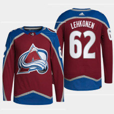 Colorado Avalanche Artturi Lehkonen Burgundy Primegreen Authentic Pro Home Jersey 2022