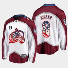 Cale Makar Colorado Avalanche 4th of July 2022 White #8 Jersey Stars Stripes Flag