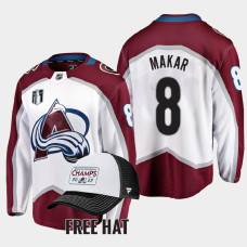 Colorado Avalanche Cale Makar 2022 Central Division Champions White Jersey Away #8