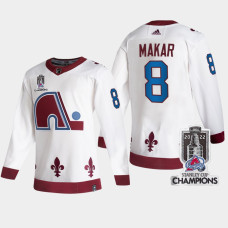 2022 Stanley Cup Champs Cale Makar #8 Colorado Avalanche White Jersey Reverse Retro