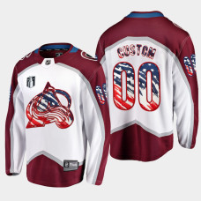 Custom Colorado Avalanche 4th of July 2022 White #00 Jersey Stars Stripes Flag