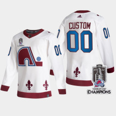 2022 Stanley Cup Champs Custom #00 Colorado Avalanche White Jersey Reverse Retro