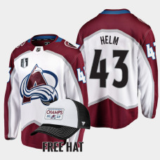 Colorado Avalanche Darren Helm 2022 Central Division Champions White Jersey Away #43