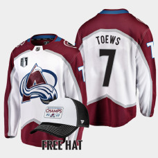 Colorado Avalanche Devon Toews 2022 Central Division Champions White Jersey Away #7