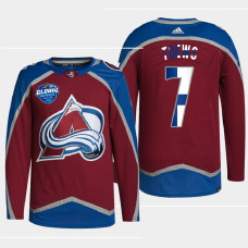 Colorado Avalanche 2022 NHL Global Series Devon Toews Burgundy Finland Edition Jersey