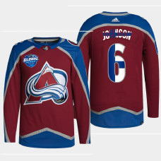 Colorado Avalanche 2022 NHL Global Series Erik Johnson Burgundy Finland Edition Jersey