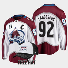 Colorado Avalanche Gabriel Landeskog 2022 Central Division Champions White Jersey Away #92