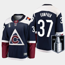 J.T. Compher Colorado Avalanche 2022 Stanley Cup Finals Navy #37 Jersey Alternate