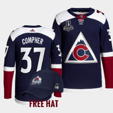 J.T. Compher Colorado Avalanche 2022 Central Division Champions Navy #37 Jersey Primegreen