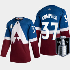 Colorado Avalanche J.T. Compher 2022 Western Champs Burgundy Jersey Stadium Series #37