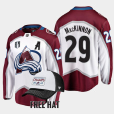 Colorado Avalanche Nathan MacKinnon 2022 Central Division Champions White Jersey Away #29