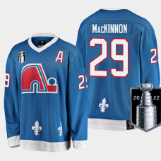 Colorado Avalanche Nathan MacKinnon 2022 Western Conference Champs Blue Jersey Heritage #29