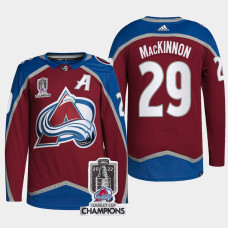 2022 Stanley Cup Champions Nathan MacKinnon #29 Colorado Avalanche Burgundy Jersey Authentic Pro