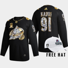 Colorado Avalanche 2022 Stanley Cup Champs Nazem Kadri Black #91 Jersey Golden Diamond