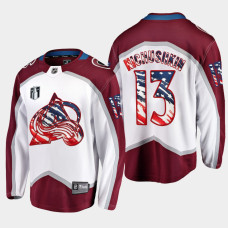 Valeri Nichushkin Colorado Avalanche 4th of July 2022 White #13 Jersey Stars Stripes Flag