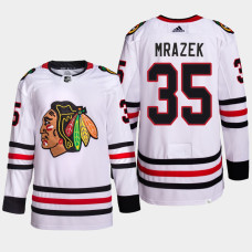 Chicago Blackhawks Petr Mrazek White Away Authentic Primegreen Jersey 2022