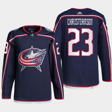 Columbus Blue Jackets Jake Christiansen Navy Home Authentic Primegreen Jersey 2022-23