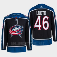 Joona Luoto Reverse Retro 2.0 2022 Columbus Blue Jackets Navy Jersey Authentic Primegreen #46