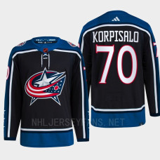 Joonas Korpisalo Reverse Retro 2.0 2022 Columbus Blue Jackets Navy Jersey Authentic Primegreen #70