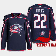 Jordan Dumais Columbus Blue Jackets 2022 NHL Draft Navy Jersey Authentic Primegreen Home