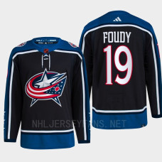 Liam Foudy Reverse Retro 2.0 2022 Columbus Blue Jackets Navy Jersey Authentic Primegreen #19