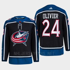 Mathieu Olivier Reverse Retro 2.0 2022 Columbus Blue Jackets Navy Jersey Authentic Primegreen #24