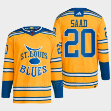 Brandon Saad Reverse Retro 2.0 2022 St. Louis Blues Yellow Jersey Authentic Primegreen #20