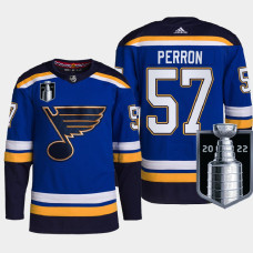 David Perron St. Louis Blues 2022 Stanley Cup Playoffs Blue #57 Jersey Authentic Pro