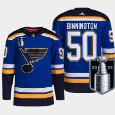 Jordan Binnington St. Louis Blues 2022 Stanley Cup Playoffs Blue #50 Jersey Authentic Pro