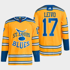 Josh Leivo Reverse Retro 2.0 2022 St. Louis Blues Yellow Jersey Authentic Primegreen #17