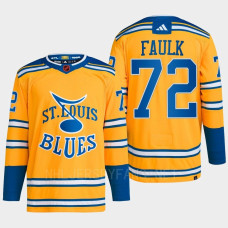 Justin Faulk Reverse Retro 2.0 2022 St. Louis Blues Yellow Jersey Authentic Primegreen #72