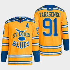 Vladimir Tarasenko Reverse Retro 2.0 2022 St. Louis Blues Yellow Jersey Authentic Primegreen #91