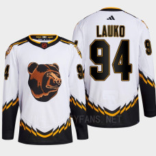 Boston Bruins 2022 Reverse Retro 2.0 Jakub Lauko White Authentic Primegreen Jersey Men's