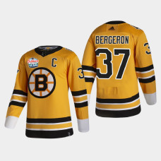 Boston Bruins Patrice Bergeron #37 2021 Lake Tahoe Outdoor Games Authentic Patch Gold Jersey