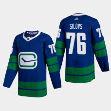 Vancouver Canucks Arturs Silovs #76 2021 Alternate Authentic Blue Jersey