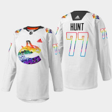 Brad Hunt Vancouver Canucks Pride Night 2022 White #77 Jersey Mio Artwork Warmup