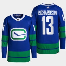 Brad Richardson #13 Vancouver Canucks Blue Jersey 2022 Alternate Primegreen Authentic Pro