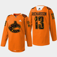 Brad Richardson Vancouver Canucks 2022 First Nations Night Orange #13 Jersey Every Child Matters