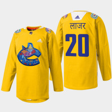 Curtis Lazar Vancouver Canucks Diwali Night 2022 Yellow #20 Jersey Warmup