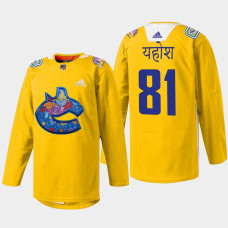 Dakota Joshua Vancouver Canucks Diwali Night 2022 Yellow #81 Jersey Warmup