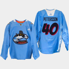 Elias Pettersson Vancouver Canucks Community Heroes 2022 Blue #40 Jersey Warm Up