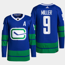 J.T. Miller #9 Vancouver Canucks Blue Jersey 2022 Alternate Primegreen Authentic Pro