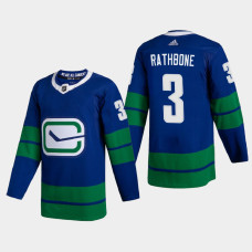 Vancouver Canucks Jack Rathbone #3 2021 Alternate Authentic Blue Jersey