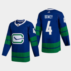 Vancouver Canucks Madison Bowey #4 2021 Alternate Authentic Blue Jersey