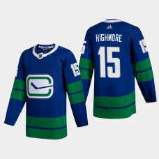 Vancouver Canucks Matthew Highmore #15 2021 Alternate Authentic Blue Jersey