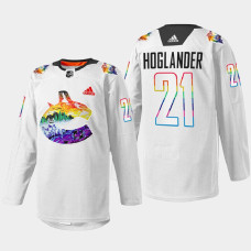 Nils Hoglander Vancouver Canucks Pride Night 2022 White #21 Jersey Mio Artwork Warmup