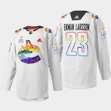 Oliver Ekman-Larsson Vancouver Canucks Pride Night 2022 White #23 Jersey Mio Artwork Warmup