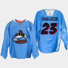 Oliver Ekman-Larsson Vancouver Canucks Community Heroes 2022 Blue #23 Jersey Warm Up