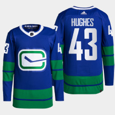 Quinn Hughes #43 Vancouver Canucks Blue Jersey 2022 Alternate Primegreen Authentic Pro